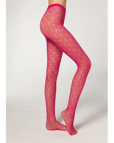 Calzedonia Eco Fan Fishnet Tights - Pink