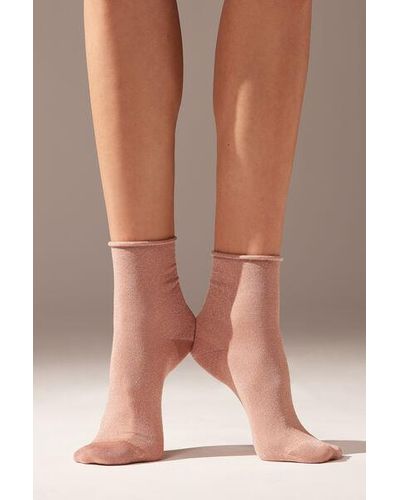 Calzedonia Glitter Short Socks Pale - Brown