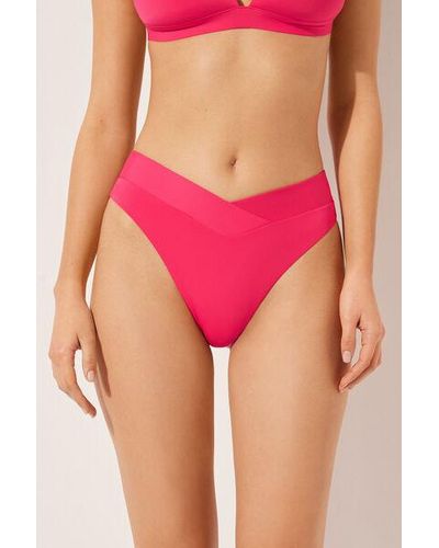 Calzedonia High-Waisted V-Cut Brazilian Bikini Bottoms Indonesia - Pink
