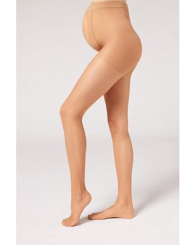 Calzedonia 20 Denier Sheer Maternity Tights With Velour Heart - Natural