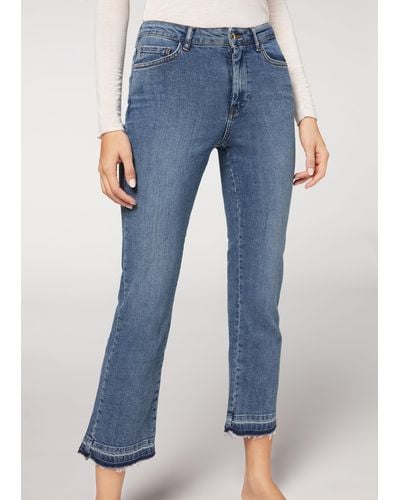 Calzedonia Jeans cropped flare - Blu