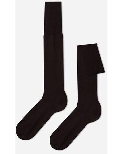 Calzedonia Men's Lisle Thread Long Socks - Brown