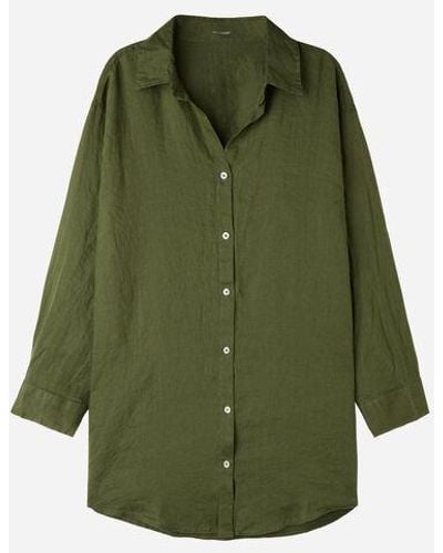 Calzedonia Linen Shirt Dress - Green