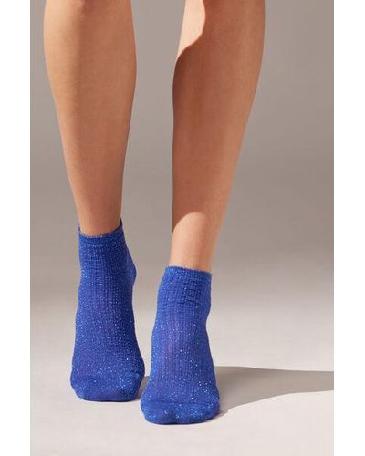Calzedonia Openwork Iridescent Short Socks - Blue