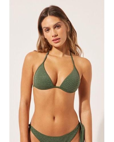 Calzedonia Graduated Padded Triangle Bikini Top Luxury Stones - Green