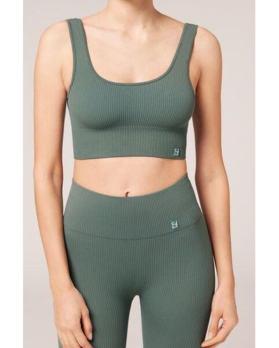 Calzedonia Ribbed Seamless Sport Top - Green