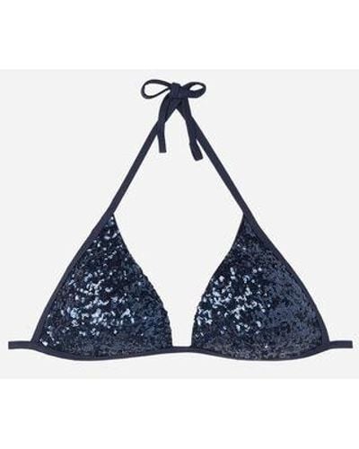 Calzedonia Graduated Padded Triangle Bikini Top Glowing Surface - Blue
