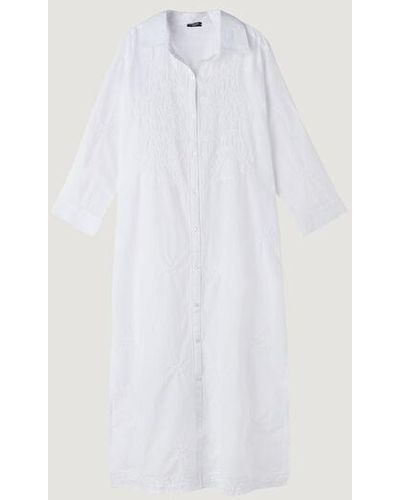 Calzedonia Long Embroidered Dress With Buttons - White