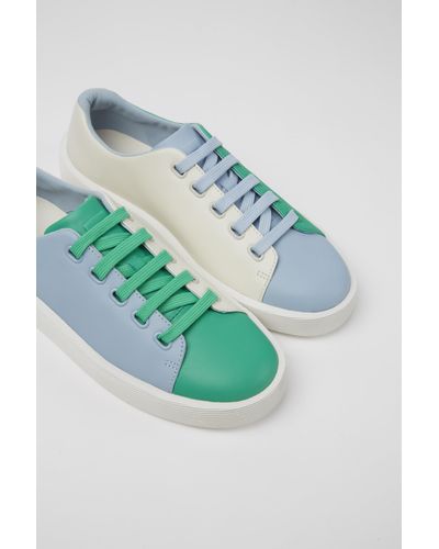 Camper Green, Blue, And White Leather Trainers - Multicolour