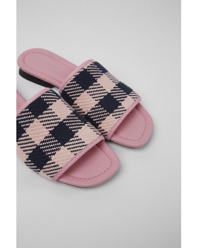 Camper Pink And Black Recycled Cotton Sandals