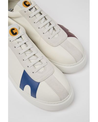 Camper White Leather And Suede Sneakers