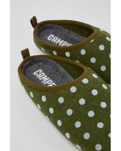 Camper Green And Blue Wool Slippers