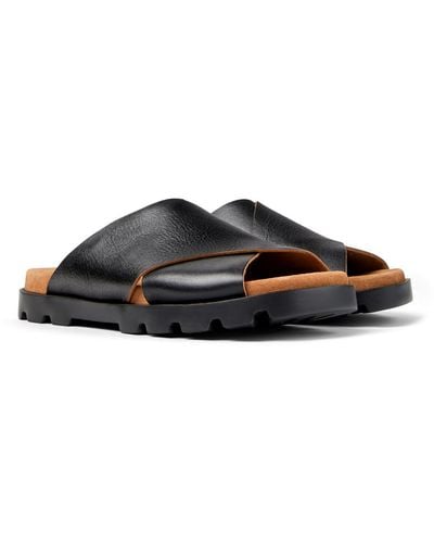 Camper Black Leather Sandals