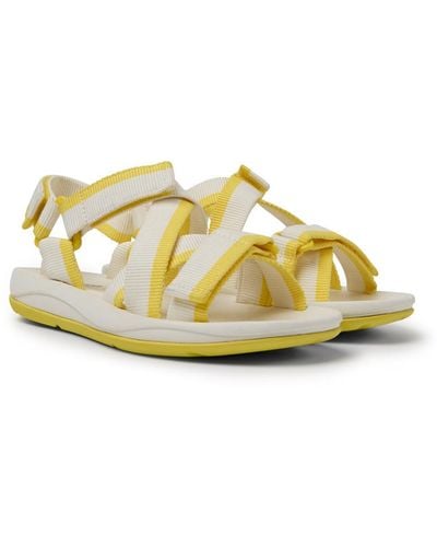 Camper White And Yellow Recycled Pet Sandals - Metallic
