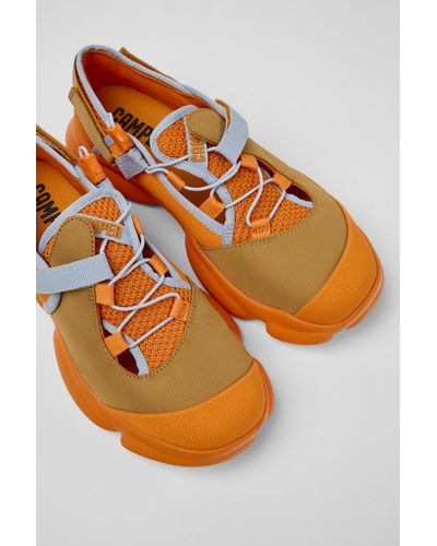 Camper Orange And Brown Textile Shoes - Multicolour