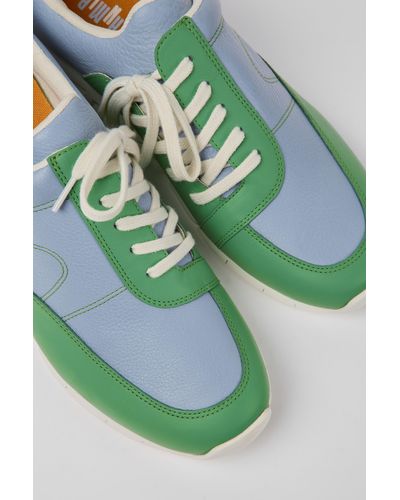 Camper Blauw En Groene Leren Sneakers - Meerkleurig