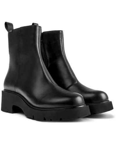 Camper Leather Zip Boots - Black