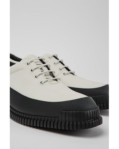 Camper White And Black Leather Lace-up Shoes - Multicolour