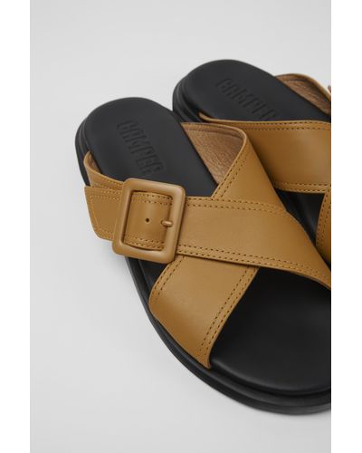 Camper Brown Leather Sandals - Black