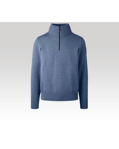 Canada Goose Rosseau ¼ Zip Sweater (, Ozone Heather, Xs) - Blue