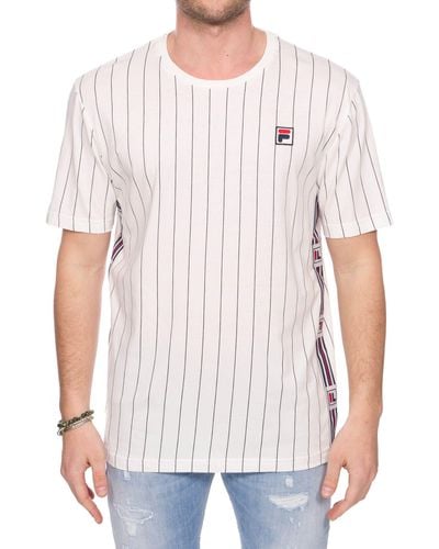 Fila T-shirt bianca in cotone con applicazione logo frontale - Bianco