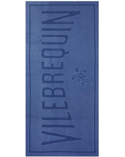 Vilebrequin Telo mare logato in spugna di cotone biologico - Blu