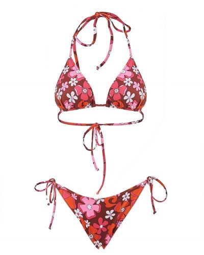 Mc2 Saint Barth Bikini triangolo con fantasia floreale - Rosso