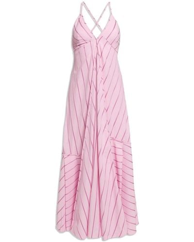 WEILI ZHENG Maxi abito in gessato di cotone - Rosa