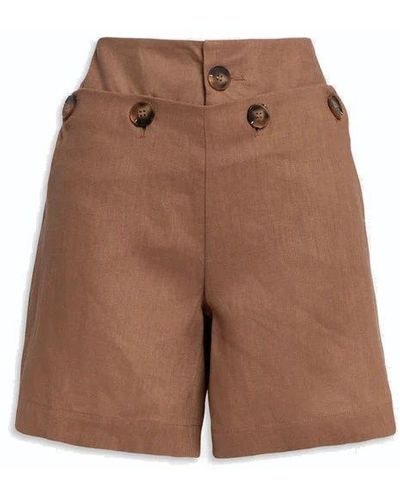 WEILI ZHENG Shorts in lino - Marrone