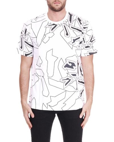 Les Hommes T-SHIRT CON STAMPA CAMOUFLAGE - Bianco