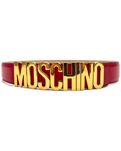 Moschino Cintura rossa con logo in oro - Rosso
