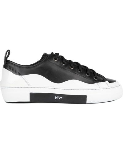 N°21 Sneakers nera e bianca in pelle con logo - Nero