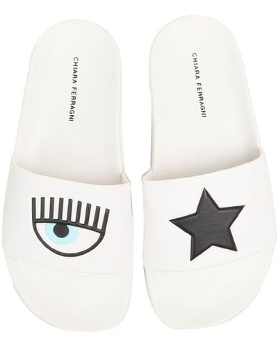 Chiara Ferragni Sandali bassi "eye star" in gomma bianchi - Bianco