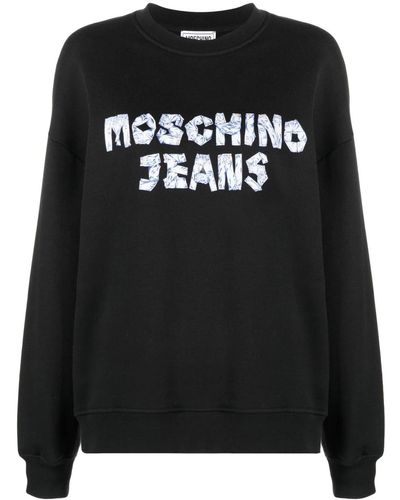 Moschino Jeans Felpa nera in cotone - Nero