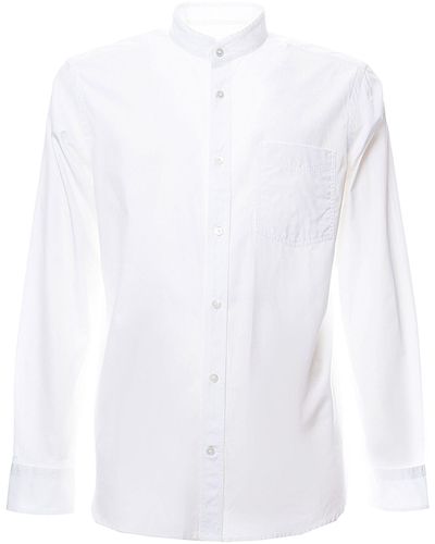 Grifoni Camicia bianca in cotone con colletto alla coreana - Bianco