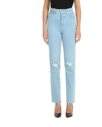 PAIGE Jeans "sarah straight ankle" in di cotone - Blu