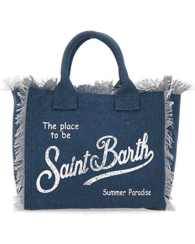 Mc2 Saint Barth Borsa a spalla "vanity" in canvas - Blu