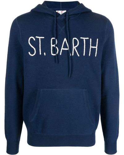 Mc2 Saint Barth Felpa in lana con cappuccio - Blu