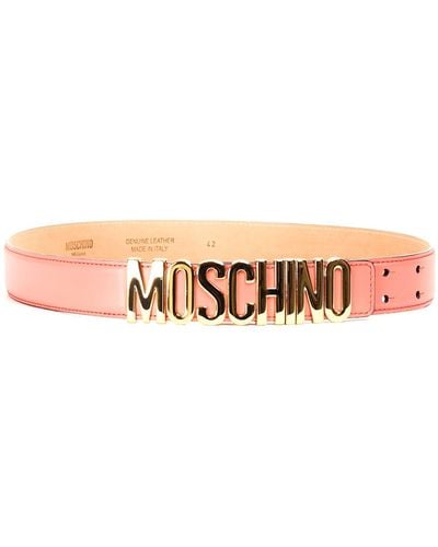 Moschino Cintura salmone con logo in oro - Rosa