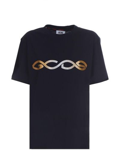 Gcds T-shirt nera in cotone - Blu