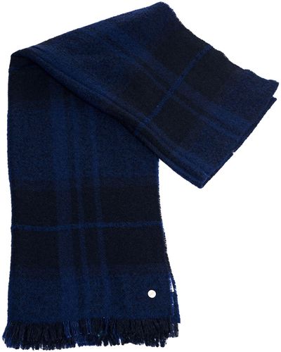Destin Sciarpa multicolor in misto lana e cashmere con frange - Blu