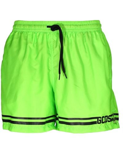 Gcds Shorts mare fluo con stampa logo frontale - Verde