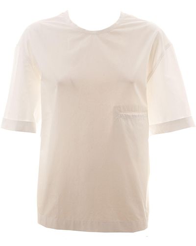 Alysi T-shirt bianca in cotone con taschino frontale - Neutro
