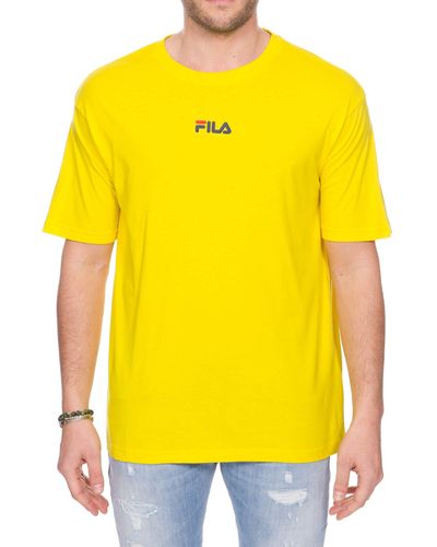 Fila T-shirt gialla in cotone con logo fronte retro - Giallo