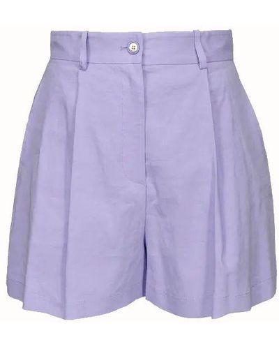 Pinko Shorts glicine "sorridente" in misto lino stretch - Viola
