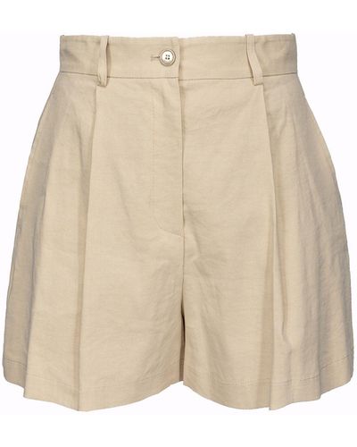 Pinko Shorts "sorridente" in misto lino stretch - Neutro
