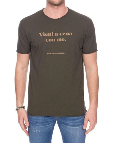 Daniele Alessandrini T-shirt in cotone modello vieni a cena con me - Grigio