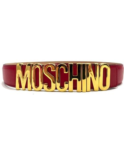 Moschino Cintura rossa con logo in oro - Metallizzato