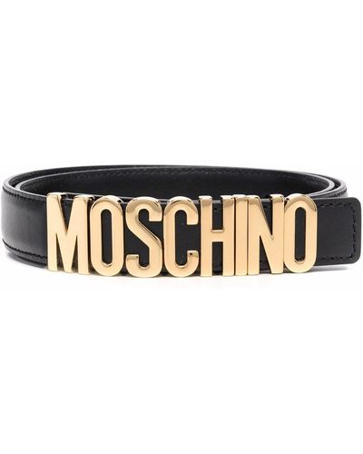 Moschino Cintura nera con logo in oro - Nero
