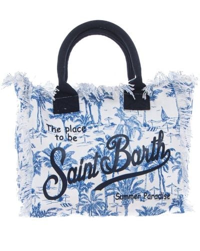 Mc2 Saint Barth Borsa "vanity" con frange - Blu
